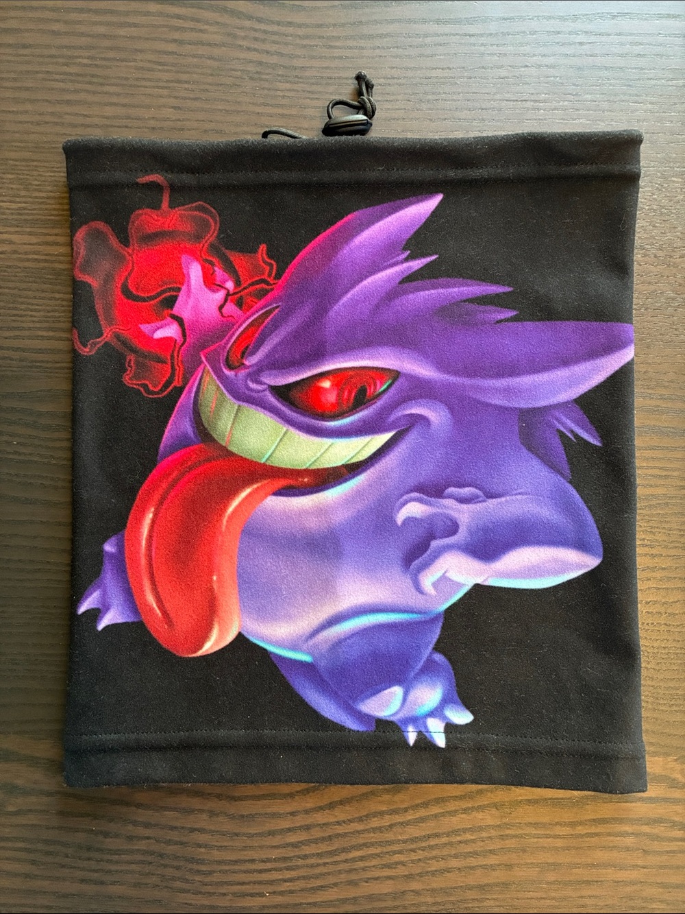 Gengar Graphic Drawstring Neck Gaiter - Purple & Red
